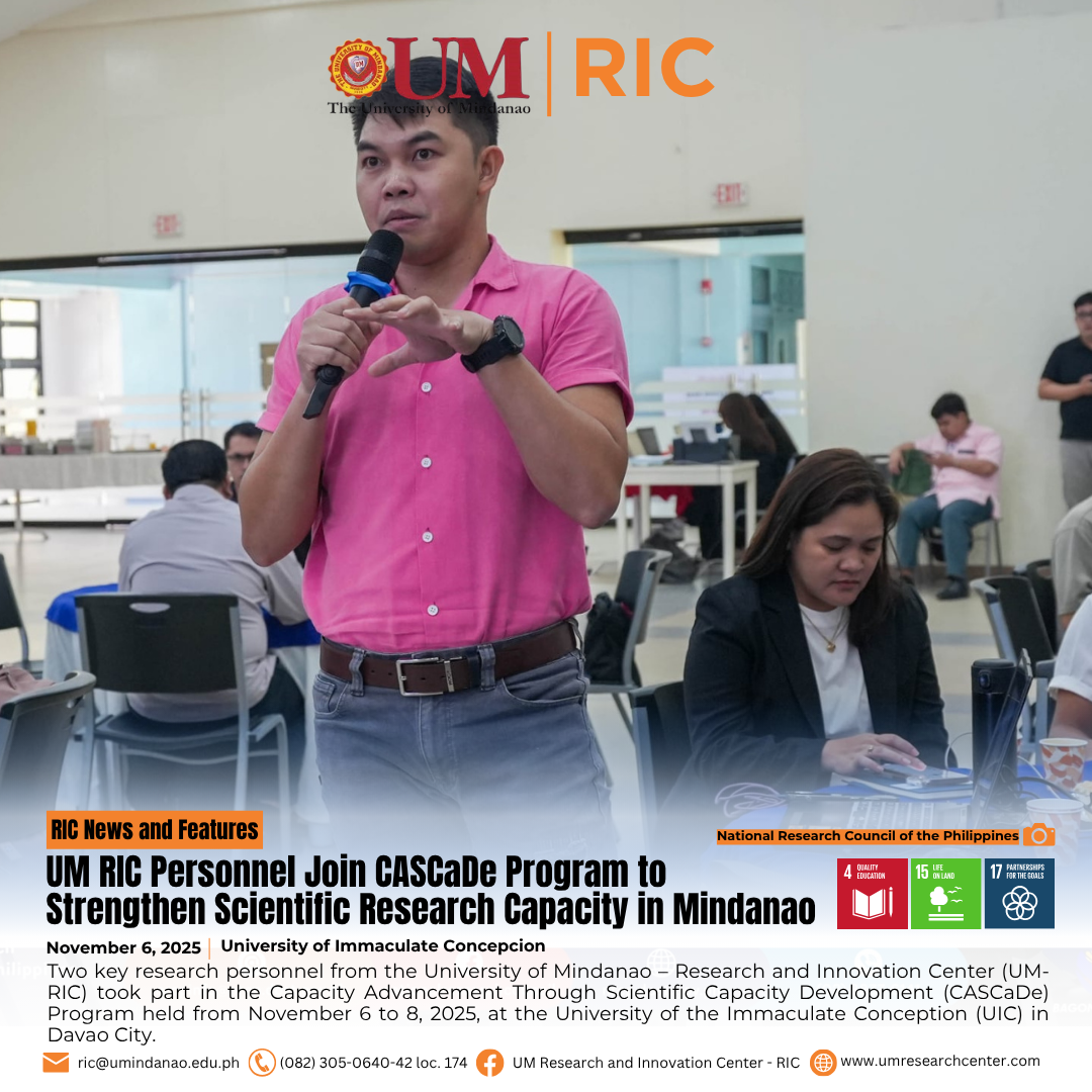UM RIC Personnel Join CASCaDe Program to Strengthen Scientific Research Capacity in Mindanao